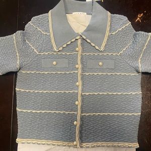 Sandro Infinity Cropped Cardigan in Sky Blue